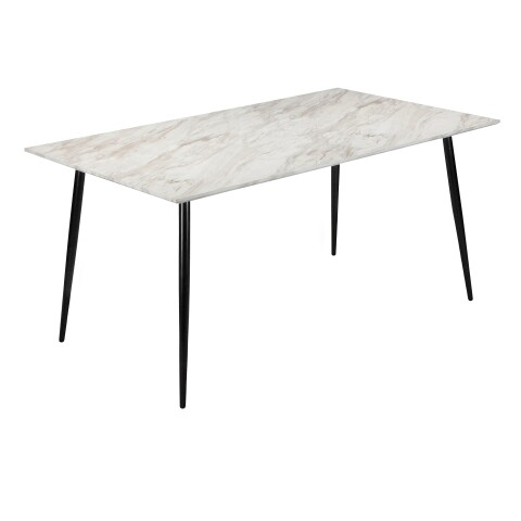Esstisch >Dublin< in Marmoroptik / Schwarz, MDF/Metall - 120x76x80cm (BxHxT)