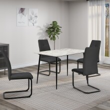 Esstisch >Dublin< in Marmoroptik / Schwarz, MDF/Metall - 120x76x80cm (BxHxT)
