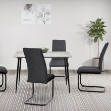 Esstisch >Dublin< in Marmoroptik / Schwarz, MDF/Metall - 120x76x80cm (BxHxT)