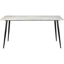Esstisch >Dublin< in Marmoroptik / Schwarz, MDF/Metall - 120x76x80cm (BxHxT)