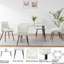 Esstisch >Dublin< in Marmoroptik / Schwarz, MDF/Metall - 120x76x80cm (BxHxT)