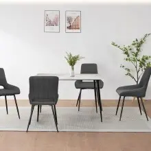 Esstisch >Dublin< in Marmoroptik / Schwarz, MDF/Metall - 120x76x80cm (BxHxT)