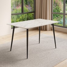 Esstisch >Dublin< in Marmoroptik / Schwarz, MDF/Metall - 120x76x80cm (BxHxT)