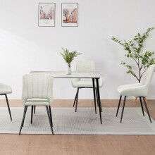 Esstisch >Dublin< in Marmoroptik / Schwarz, MDF/Metall - 120x76x80cm (BxHxT)