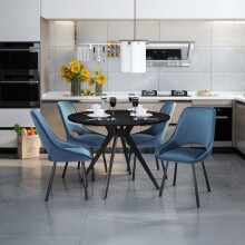 Esstisch >Philip< in Schwarz, MDF/Metall - 75x110cm...
