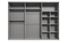 Schwebetürenschrank >EXTER< PLANKENEICHE Dekor + GRAPHIT + SPIEGEL - 270x208x65 (BxHxT)