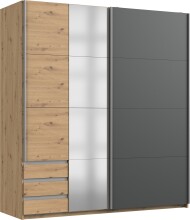 Schwebetürenschrank >NORDEN< GRAPHIT + EICHE...