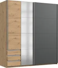 Schwebetürenschrank >NORDEN< GRAPHIT + EICHE...