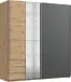 Schwebetürenschrank >NORDEN< GRAPHIT + EICHE DEKOR + SPIEGEL - 179x198x65cm (BxHxT)