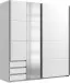 Schwebetürenschrank >NORDEN< in WEISS + SPIEGEL - 179x198x65cm (BxHxT)