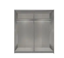Schwebetürenschrank >STRIPE< in EICHE DEKOR + WEISS + SPIEGEL - 179x198x65cm (BxHxT)