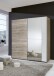 Schwebetürenschrank >STRIPE< in EICHE DEKOR + WEISS + SPIEGEL - 179x198x65cm (BxHxT)