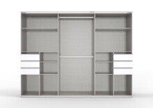 Schwebetürenschrank >LUZERN< in GRAPHIT + SPIEGEL - 270x208x64cm (BxHxT)