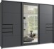 Schwebetürenschrank >LUZERN< in GRAPHIT + SPIEGEL - 270x208x64cm (BxHxT)