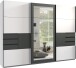 Schwebetürenschrank >LUZERN< in WEISS + GRAPHIT + SPIEGEL - 270x208x64cm (BxHxT)