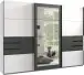 Schwebetürenschrank >LUZERN< in WEISS + GRAPHIT + SPIEGEL - 270x208x64cm (BxHxT)