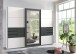 Schwebetürenschrank >LUZERN< in WEISS + GRAPHIT + SPIEGEL - 270x208x64cm (BxHxT)