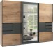 Schwebetürenschrank >LUZERN< in EICHE DEKOR + GRAPHIT + SPIEGEL - 270x208x64cm (BxHxT)