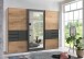 Schwebetürenschrank >LUZERN< in EICHE DEKOR + GRAPHIT + SPIEGEL - 270x208x64cm (BxHxT)