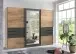 Schwebetürenschrank >LUZERN< in EICHE DEKOR + GRAPHIT + SPIEGEL - 270x208x64cm (BxHxT)