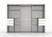 Schwebetürenschrank >LUZERN< in EICHE DEKOR + GRAPHIT + SPIEGEL - 270x208x64cm (BxHxT)