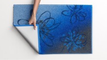 Badematte >LUSIA< in blue, 100% Polyacryl SUPERSOFT - 120x70x1,8cm (LxBxH)