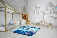 Teppich >FAIRY< in blau, 100% Polyacryl SUPERSOFT - 100x100x1,7cm (LxBxH)
