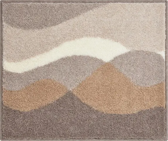 Badematte >HILLS< in taupe, 100% Polyacryl SUPERSOFT - 65x55x2cm (LxBxH)