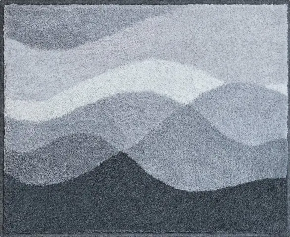 Badematte >HILLS< in anthrazit, 100% Polyacryl SUPERSOFT - 65x55x2cm (LxBxH)