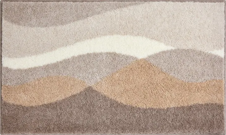 Badematte >HILLS< in taupe, 100% Polyacryl SUPERSOFT - 120x70x2cm (LxBxH)