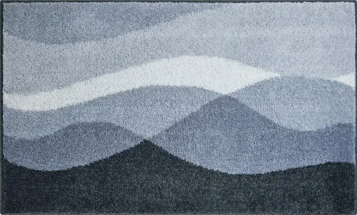 Badematte >HILLS< in anthrazit, 100% Polyacryl SUPERSOFT - 120x70x2cm (LxBxH)