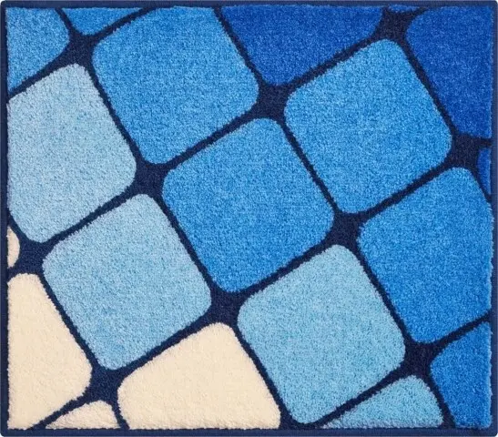 Badematte >SHANGA< in blau, 100% Polyacryl SUPERSOFT - 60x50x2cm (LxBxH)