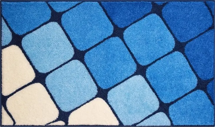 Badematte >SHANGA< in blau, 100% Polyacryl SUPERSOFT - 120x70x2cm (LxBxH)