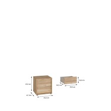 Nachtkommode >ARANK< in Mauvella Eiche Dekor - 43,4x43,3x41,7cm (BxHxT)