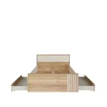 Stauraumbett >ARANK< in Mauvella Eiche Dekor / Sand...