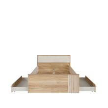 Stauraumbett >ARANK< in Mauvella Eiche Dekor / Sand - 130x84x213cm (BxHxT)