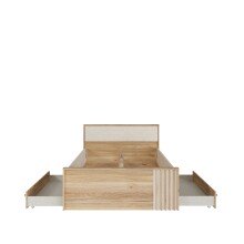 Stauraumbett >ARANK< in Mauvella Eiche Dekor / Sand...
