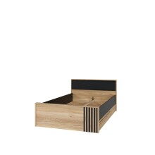 Stauraumbett >ARANK< in Mauvella Eiche Dekor / Schwarz - 130x84x213cm (BxHxT)