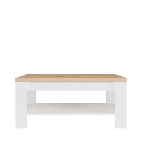 Couchtisch >DURAOAK< in Weiss Glanz / Wildeiche Dekor  - 100x45,7x60cm (BxHxT)