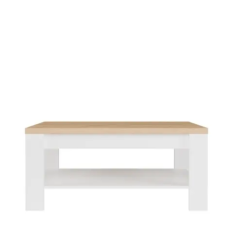 Couchtisch >DURAOAK< in Weiss Glanz / Wildeiche Dekor  - 100x45,7x60cm (BxHxT)