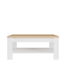 Couchtisch >DURAOAK< in Weiss Glanz / Wildeiche...