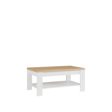 Couchtisch >DURAOAK< in Weiss Glanz / Wildeiche Dekor  - 100x45,7x60cm (BxHxT)