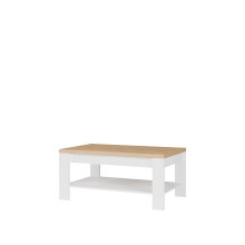 Couchtisch >DURAOAK< in Weiss Glanz / Wildeiche Dekor  - 100x45,7x60cm (BxHxT)