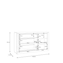 Sideboard >DURAOAK< in Weiss Glanz / Wildeiche Dekor - 156,4x89,8x41,6 (BxHxT)