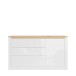 Sideboard >DURAOAK< in Weiss Glanz / Wildeiche Dekor - 156,4x89,8x41,6 (BxHxT)