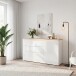 Sideboard >DURAOAK< in Weiss Glanz / Wildeiche Dekor - 156,4x89,8x41,6 (BxHxT)