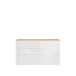 Sideboard >DURAOAK< in Weiss Glanz / Wildeiche Dekor - 156,4x89,8x41,6 (BxHxT)