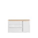 Sideboard >DURAOAK< in Weiss Glanz / Wildeiche Dekor - 156,4x89,8x41,6 (BxHxT)