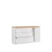 Sideboard >DURAOAK< in Weiss Glanz / Wildeiche Dekor - 156,4x89,8x41,6 (BxHxT)