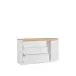 Sideboard >DURAOAK< in Weiss Glanz / Wildeiche Dekor - 156,4x89,8x41,6 (BxHxT)